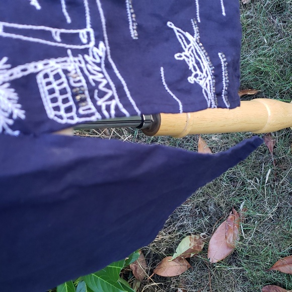 Talbots Embroidered Navy Blue Palm Tree Print Women's TunicTop XL - Picture 5 of 11